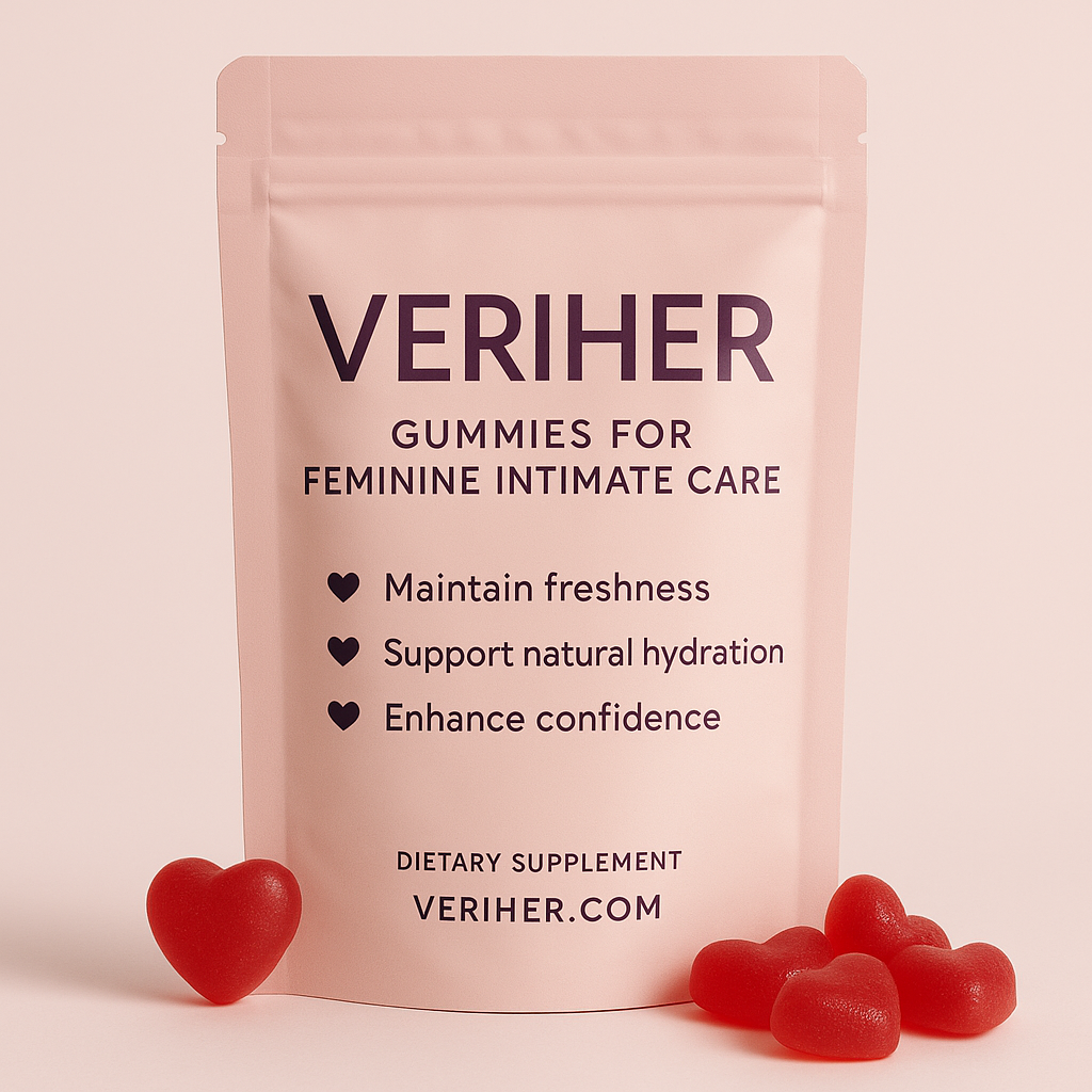 VERIHER® heart-shaped gummies packaging